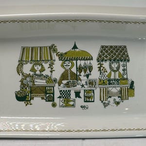 Vintage Figgjo Flint Norway Market Serving Tray Turi Design Rectangular Handled Dish
