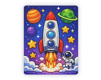Rocket Ship Space Scene Kids Puzzle | 30-Piece Puzzle