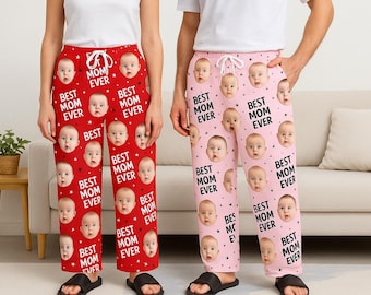 Funny Baby Face Pajama Pants for Dad, Personalized Photo Pajama for Parents, Matching Mom Dad Pjs, Custom Fathers Day Gift, Birthday Present