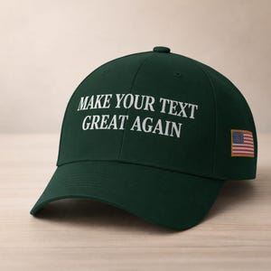 Make Your Text Great Again Hat, Custom Text Embroidered Red Hat, MAGA Baseball Dad Cap, Funny Unisex Hat, Personalized Hat with Your Text image 9