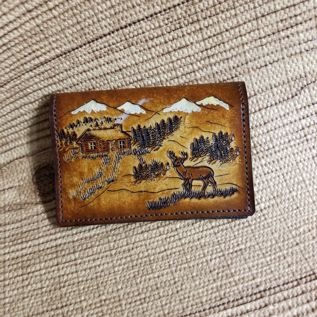 Leather Deer Hunting License Case Wallet Holder Can Take Your Drivers License Credit Card And Some Cash Leave Your Big Wallet At Home