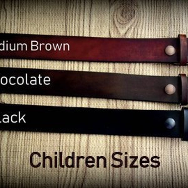 Children's Real Leather Belt handmade. Newborn to Size 12 gold or silver buckle with lots of growing room and if wanted a name too