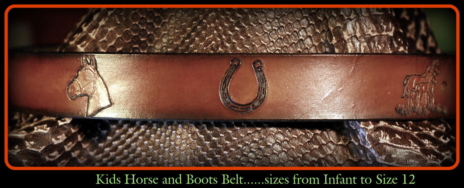 Kids belt, infant belt, leather belt, horse belt, cowboy boots, western