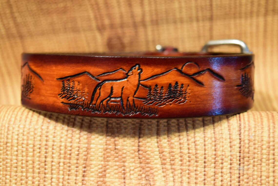Leather Hunting Dog Collar 1.25 inch wide elk Etsy