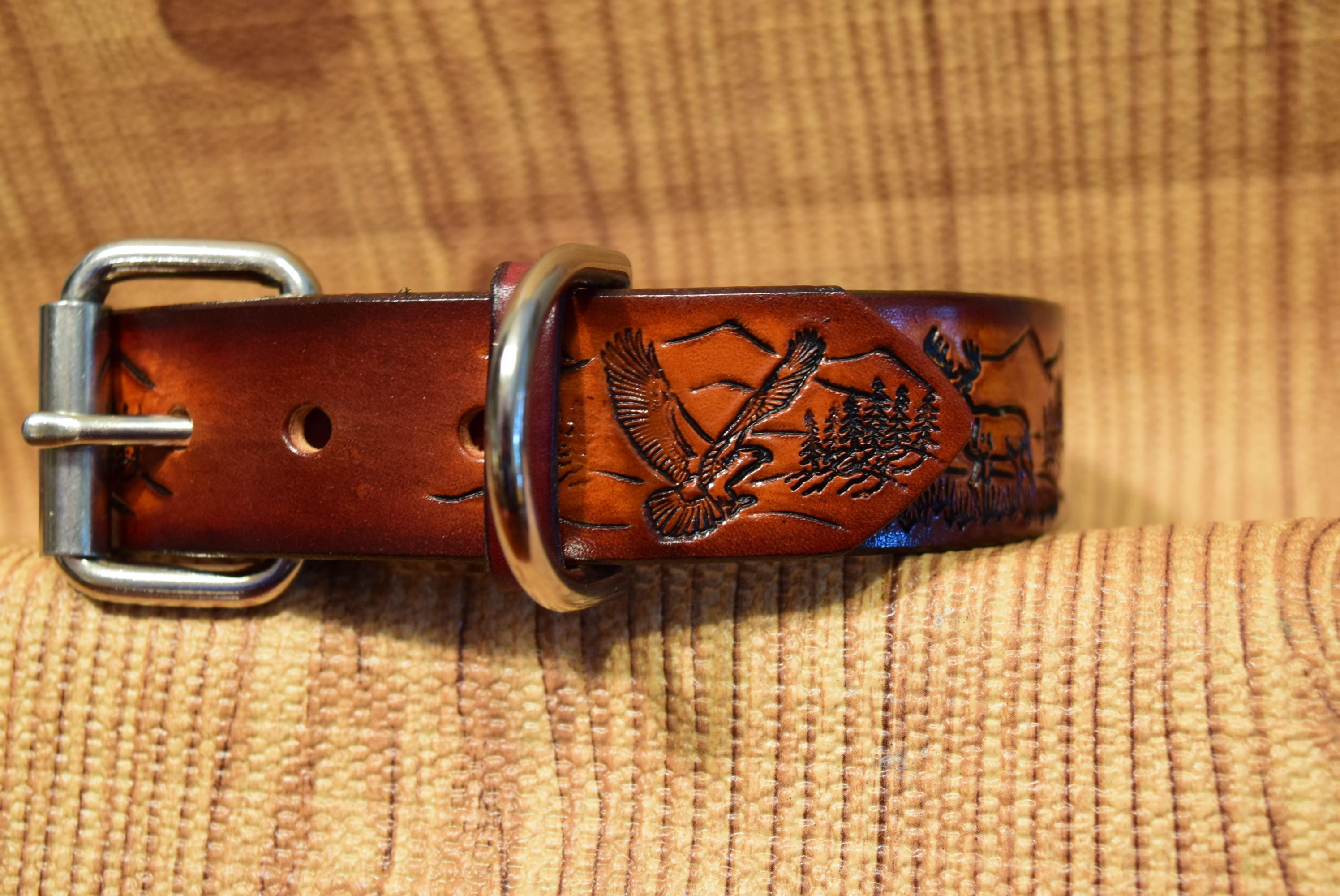 Leather Hunting Dog Collar 1.25 Inch Wide Elk Etsy Canada
