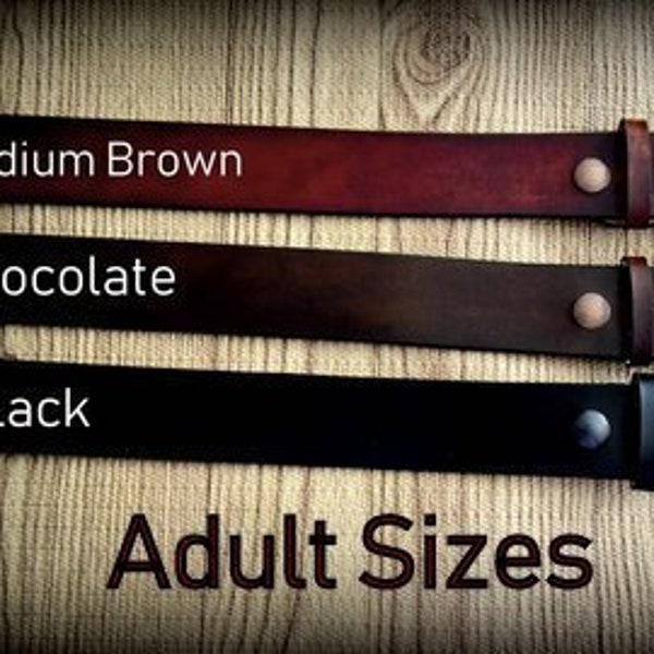 Real Leather Belts handmade in Idaho, USA. Gold or silver removable buckle Name can be added, 4 widths 1", 1.25",1.5",1.75", finished edges