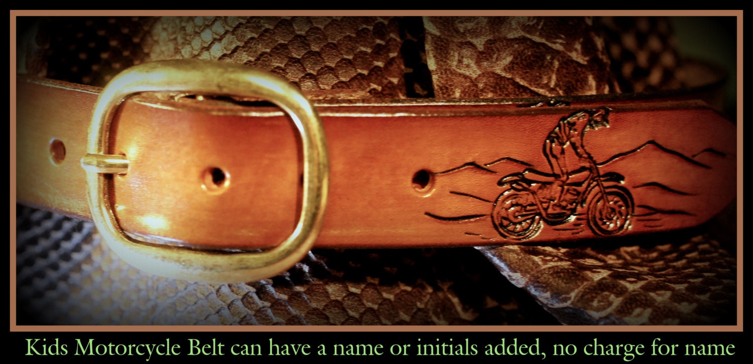 Personalized Children's Leather Motorcycle Belt, from Infant to Size 12