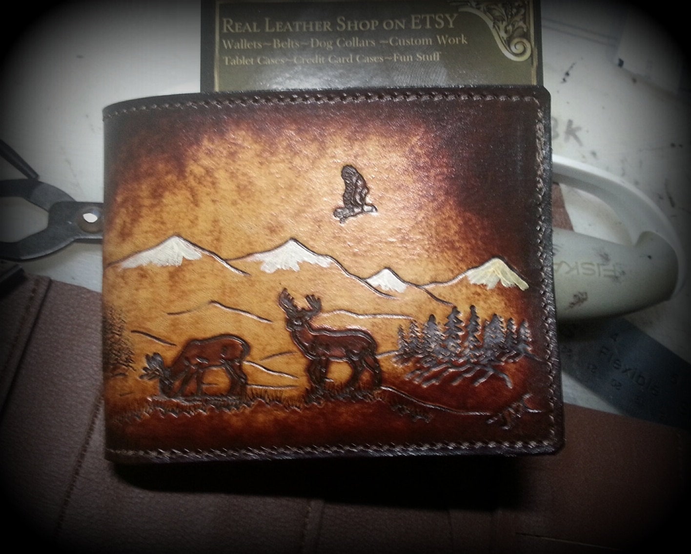 Hand Made Leather Wallet 2 Buck Deer Walletlong Lasting 