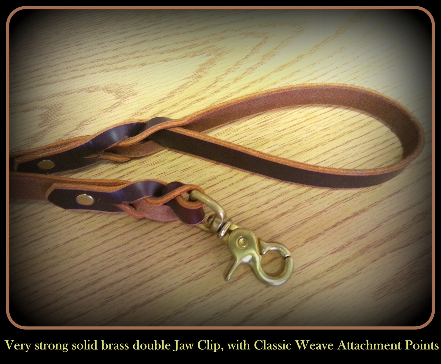 Latigo Leather 5' Dog Leash with strong solid Brass Clip and