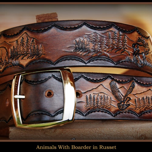 Animals Eagle Bear Deer Elk Wolf Leather Western Belt - Etsy Animals Eagle Bear Deer Elk Wolf Leather Western Belt - Etsy