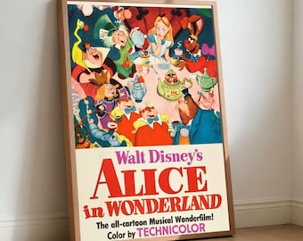Alice In Wonderland Movie Poster, Retro Film Canvas Wall Art (Home Decor)