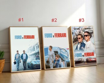 Ford v Ferrari Movie Poster,Canvas Wall Art, Home Decor, Retro Film Print