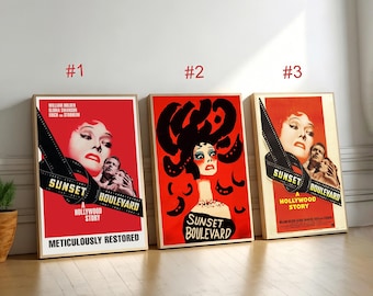 Sunset Boulevard Movie Poster,Canvas Wall Art, Home Decor, Retro Film Print
