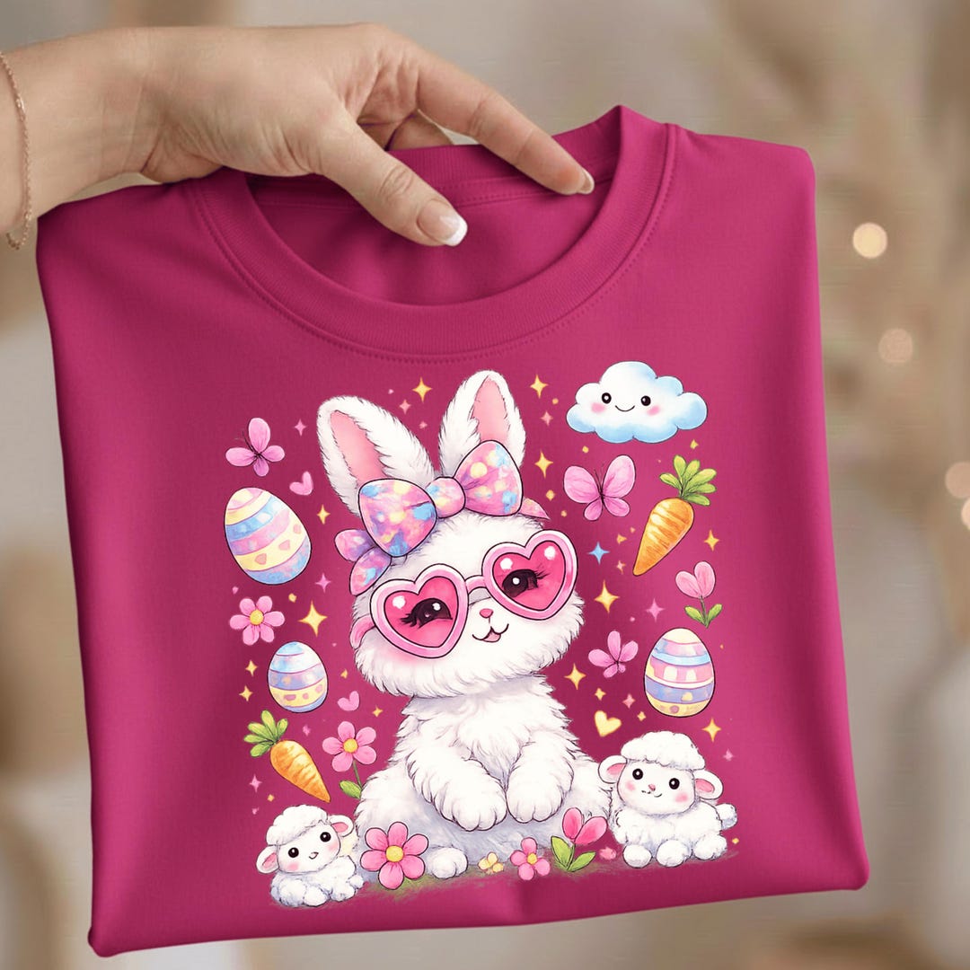Cute Baby Bunny PNG for Easter Shirt Design, Colorful Girly Easter ...