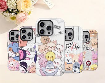Funda para teléfono SKZOO Kpop Animal: Diseño de Stray Kids, iPhone 17 16 15 14 13 12 11 Pro Max, Samsung Galaxy S26 S25 S24 S23 Ultra, funda para teléfono adorable