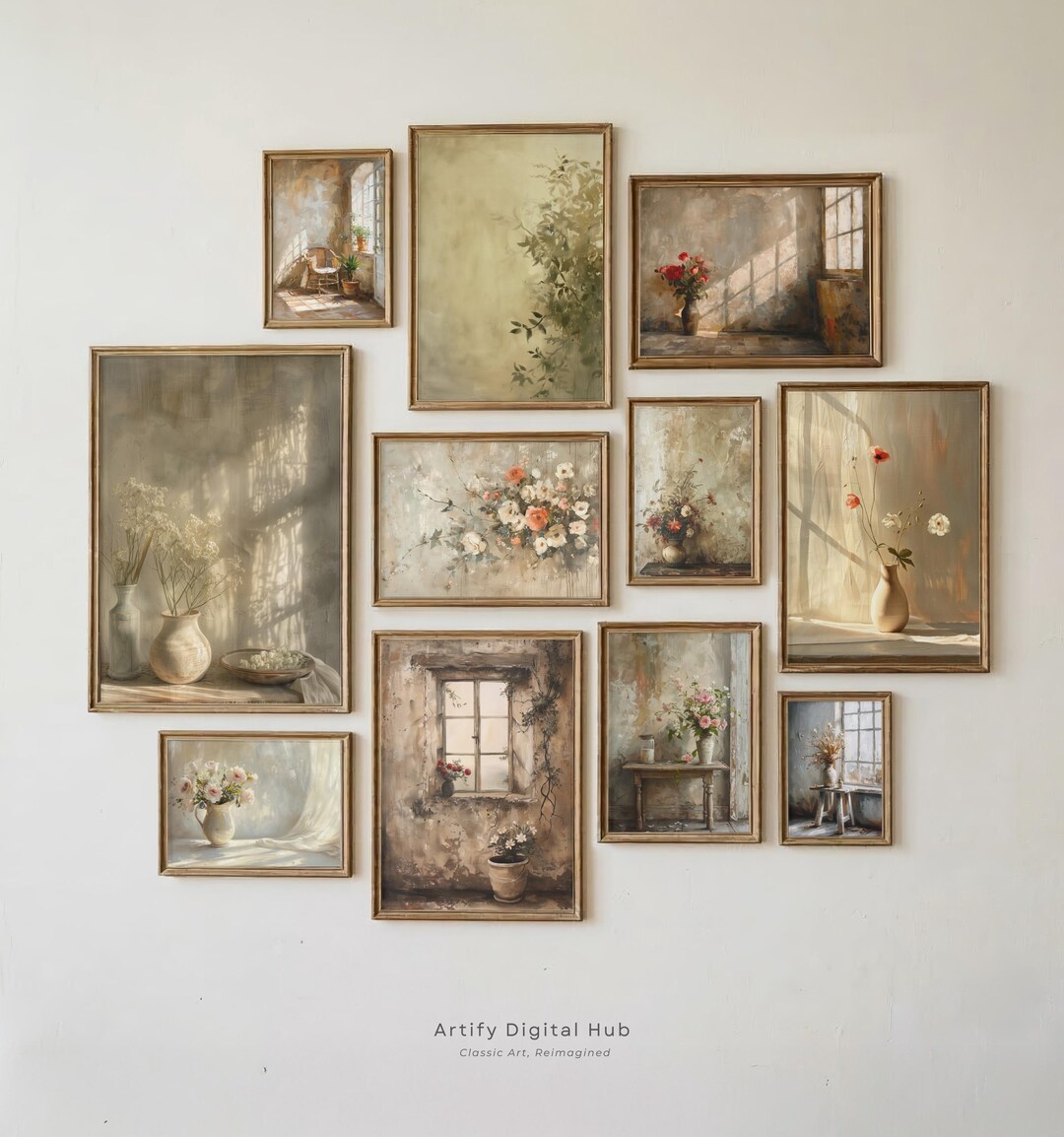 Set of 20 Moody Still Life Wall Art Prints, Vintage Floral Oil ...