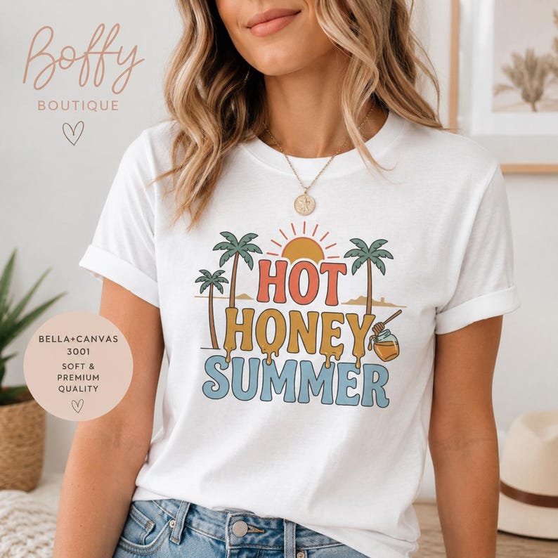 Camiseta Hot Honey Summer, Camiseta divertida de verano, Camiseta de playa a la moda, Camiseta de verano para chicas guapas, Camiseta de playa para mujer, Regalo para vacaciones de verano imagen 19