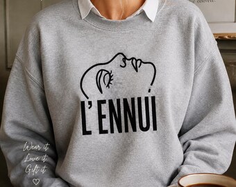 L'ENNUI Line Art Face Sweatshirt, Minimalist French Melancholy Design, Designer Inspired Crewneck