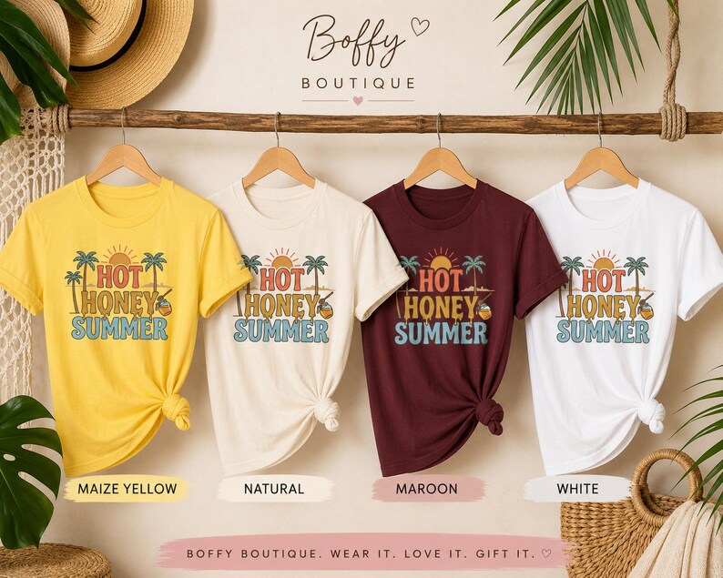 Camiseta Hot Honey Summer, Camiseta divertida de verano, Camiseta de playa a la moda, Camiseta de verano para chicas guapas, Camiseta de playa para mujer, Regalo para vacaciones de verano imagen 8