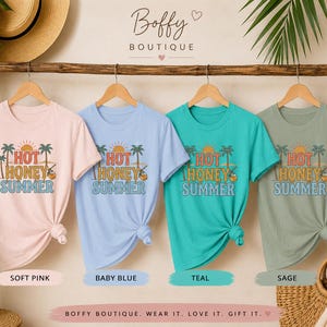 Camiseta Hot Honey Summer, Camiseta divertida de verano, Camiseta de playa a la moda, Camiseta de verano para chicas guapas, Camiseta de playa para mujer, Regalo para vacaciones de verano imagen 9