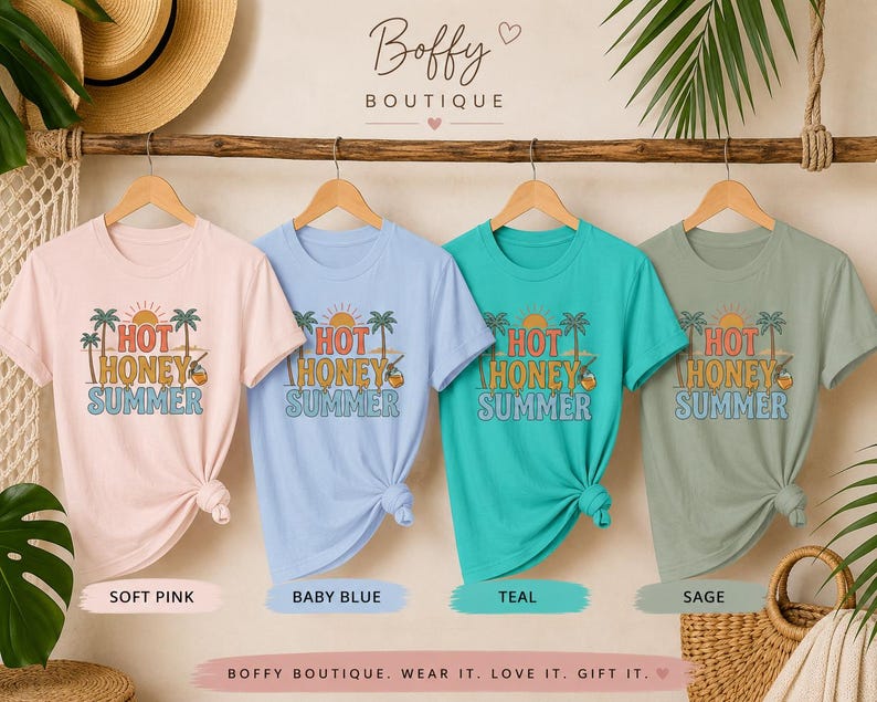 Camiseta Hot Honey Summer, Camiseta divertida de verano, Camiseta de playa a la moda, Camiseta de verano para chicas guapas, Camiseta de playa para mujer, Regalo para vacaciones de verano imagen 9