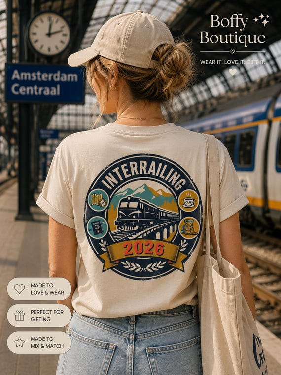 Interrailing 2026 Shirt, Europe Travel T-Shirt, Interrail Europe Trip Tee, Backpacking Europe Top, Travel Gift for Women Men, Rail Adventure