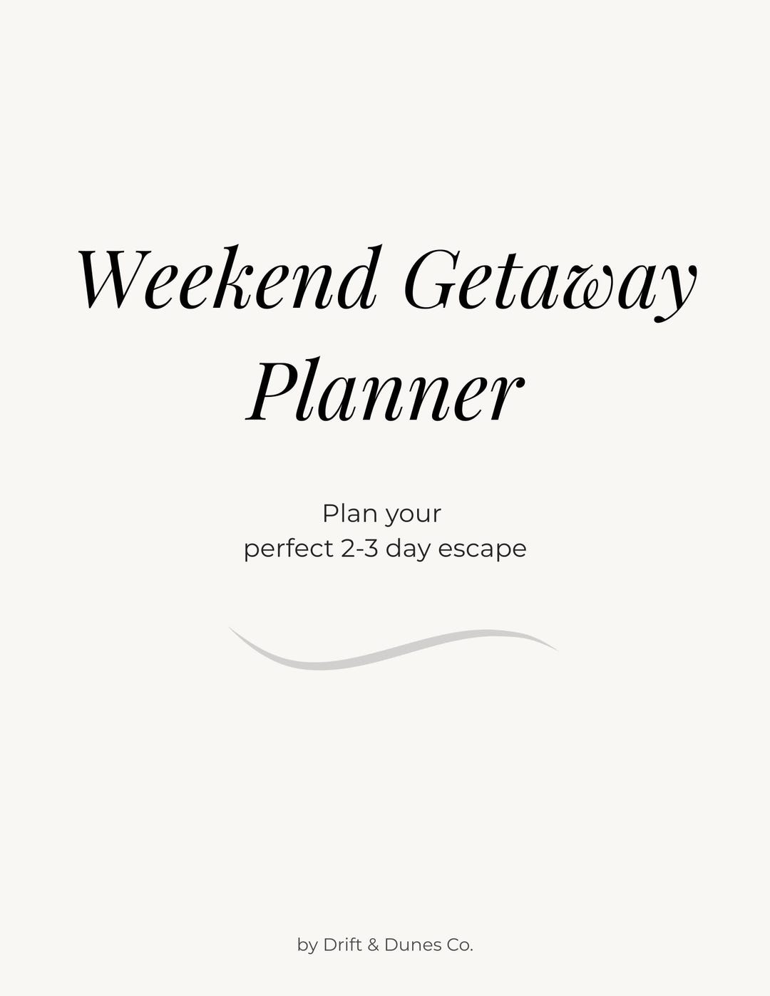 Weekend Getaway Planner Printable Travel Planner Minimal Trip Il 58mv 
