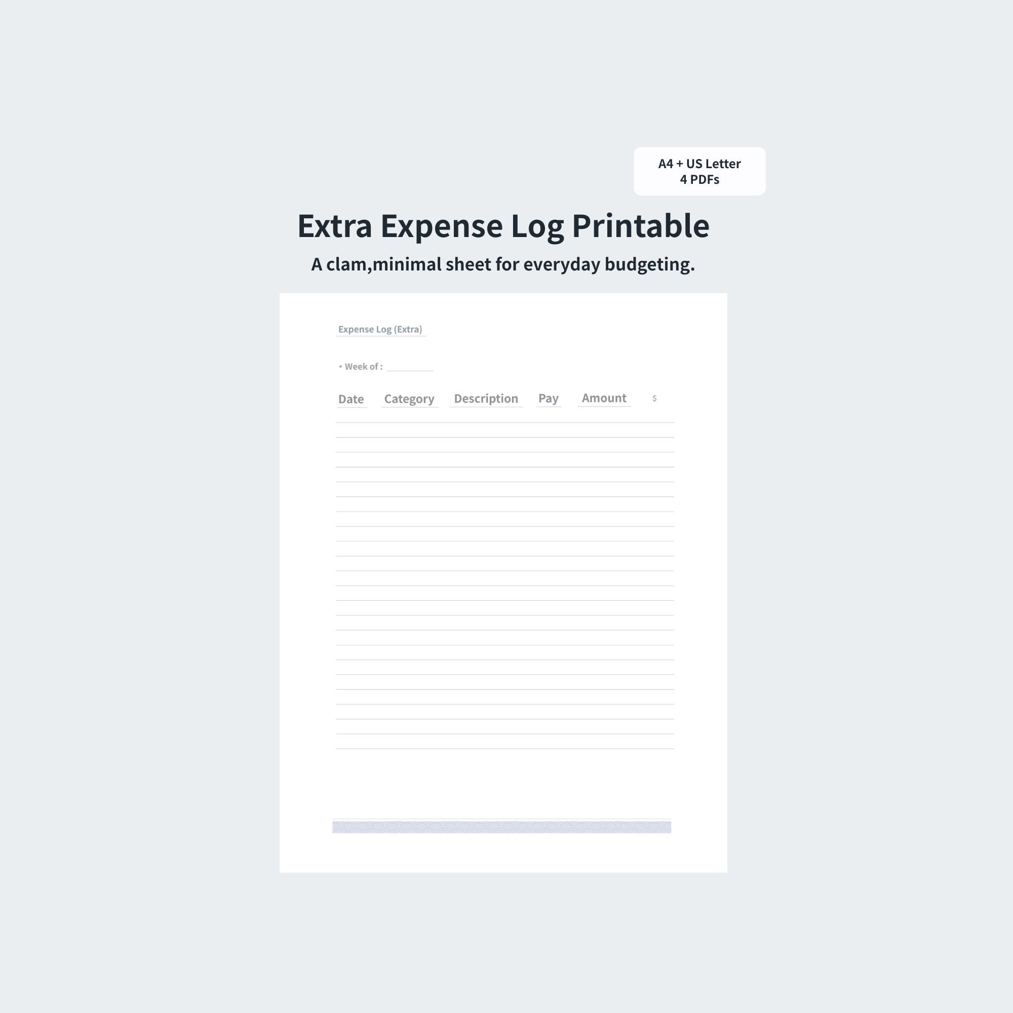 Extra Expense Log Printable | Additional Spending Tracker Pages ...