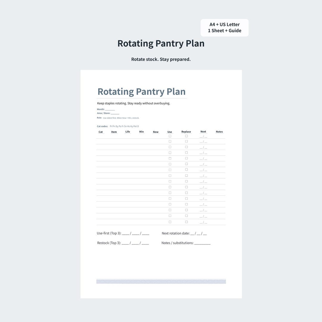 Sign For Rotation Restock Rotating Pantry Plan Printable — Pantry Rotation & Restock Tracker (A4 ...