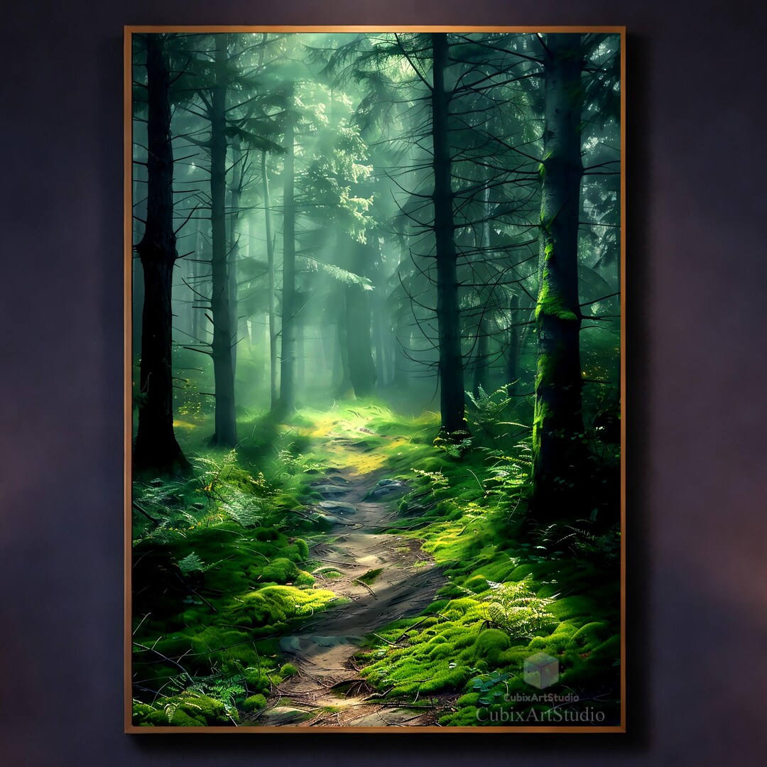 Misty Forest Path Wall Art Printable Sunlight Woodland Nature Decor - Etsy
