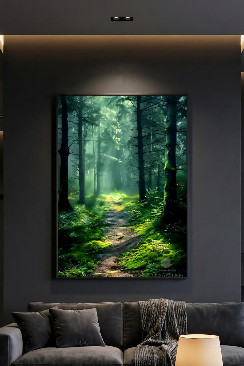 Misty Forest Path Wall Art Printable Sunlight Woodland Nature Decor - Etsy