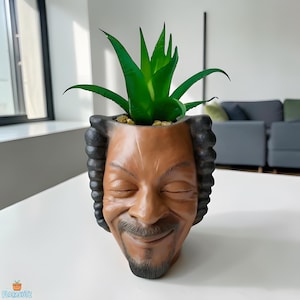 Snoop Smiling Face Planter | Head Pot | Unique Desk Organiser | Succulent Holder