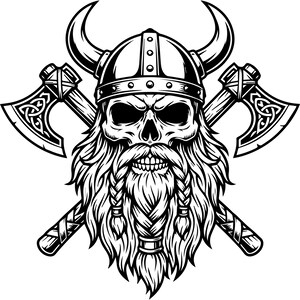 SVG de Crânio Viking, Guerreiro Nórdico, Nó Celta, Arquivo de Corte para Cricut (Download Instantâneo)