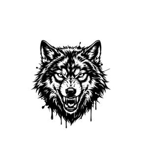 Wolf hoofd SVG druipend grunge grommend roofdier vector Cricut gesneden bestand