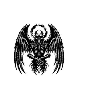 Dark Angel Owl SVG PNG, Skeleton Wings Halo, Gothic Bird Cut File (Instant Download)