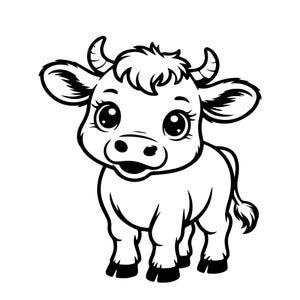 Baby Cow SVG PNG, Adorable Calf Big Eyes, Farm Animal Cricut Cut File Instant Download