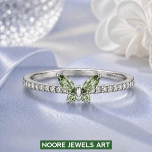 Green Amethyst Dainty Woman Ring, silver Gemstone Jewellery for Gift