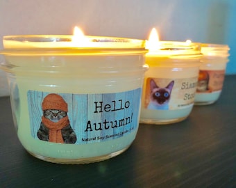 Hello Autumn Natural Soy Wax Scented Candle with Wood Wick