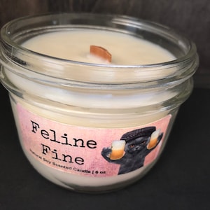 Feline Fine All Natural Soy Wax Scented Candle with Wood Wick image 3