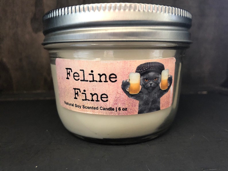 Feline Fine All Natural Soy Wax Scented Candle with Wood Wick image 4