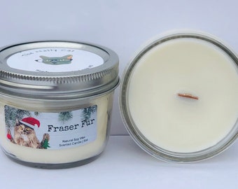 Fraser Fur Natural Soy Wax Scented Cat Candle with Wood Wick