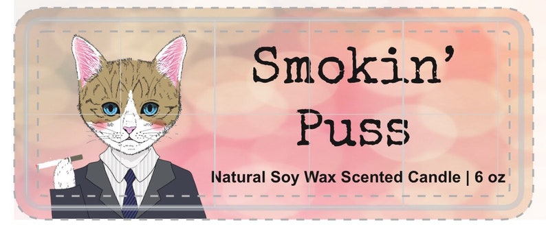 Smokin Puss Natural Soy Wax Bougie de chat parfumée avec mèche en bois image 2