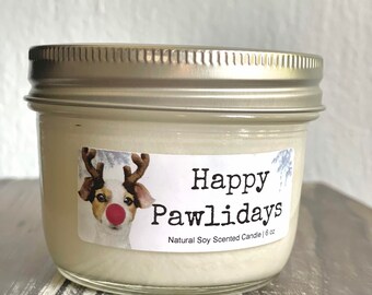 Happy Pawlidays Natural Soy Scented Candles with Wood Wick