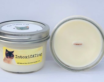 IntoxiCATing Natural Soy Wax Scented Cat Candle with Wood Wick