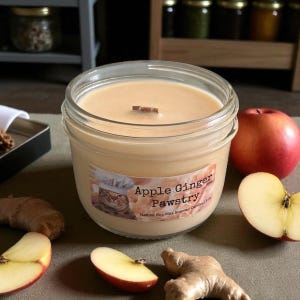 Apple Ginger Pawstry Natural Soy Wax Scented Cat Candle with Wood Wick
