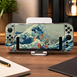 Nintendo Switch、OLED、Lite、Switch 2 用のカスタム ギャラドス アニメ ケース、クリア ハードシェル カバー、グレートウェーブ コンソール スキン ゲーマーへのギフト
