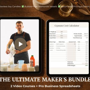 Ultimative Sojakerze und Jesmonite Masterclass Bundle, Preistabelle, Eco-Resin Business Planner, Google Sheets