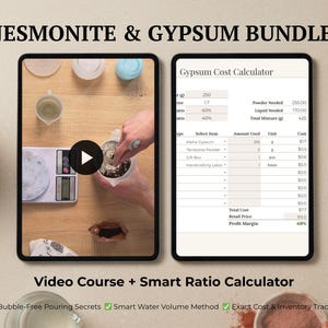 Mistrzowska klasa odlewów Jesmonite i betonu, zestaw startowy dla rzemieślników, arkusz kalkulacyjny do kalkulatora cen