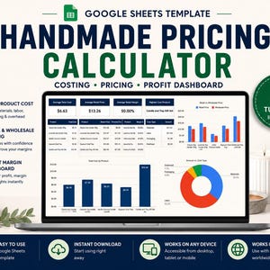 Pricing Spreadsheet for Handmade Business, Craft Cost-and-Profit Calculator, Candle Pricing Template, Google Sheets Tool