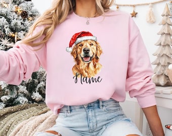 Custom Santa Paws Christmas Dog Sweatshirt, Dog Breeds in Festive Santa Hat T-shirt, Dog Lover Shirt, Funny Christmas Gift Hoodie